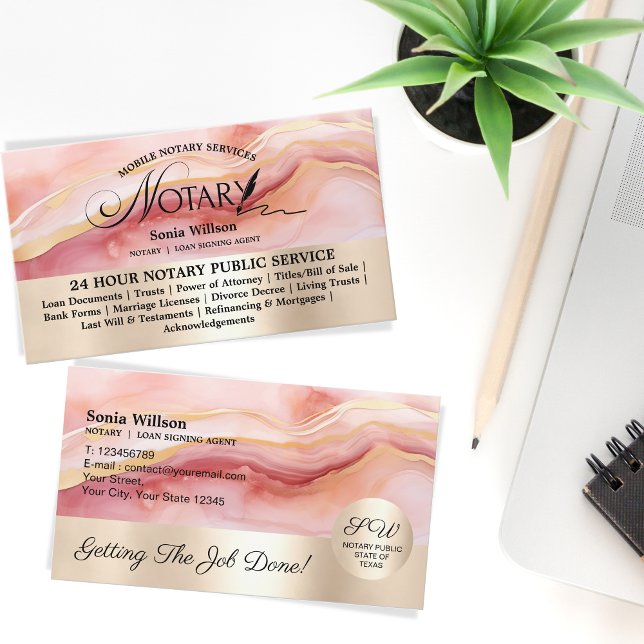 Typography Mobile Notary Loan Signing Agent Flyer Business Card (Creator Uploaded)