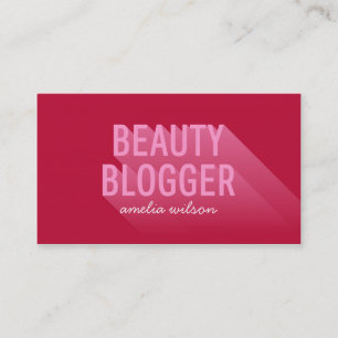 Typography Modern Dark Pink Beauty Blogger Business Card