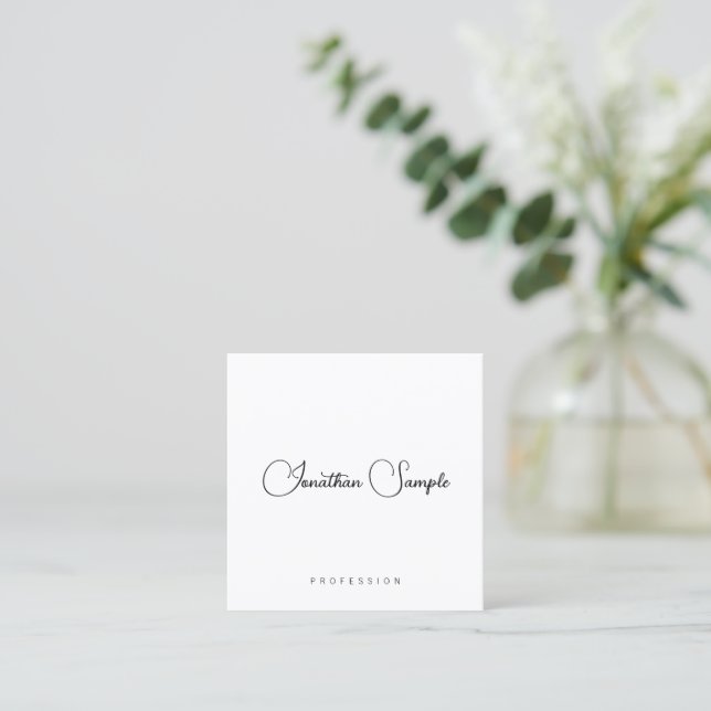 Typography Modern Elegant Simple Template Square Business Card (Standing Front)
