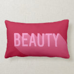 Typography Modern Pink Beauty Lumbar Cushion<br><div class="desc">Pink pillow featuring a modern abstract design of the word "Beauty" with a long shadow gradient. Add a fun touch to your home or dorm room with this modern pillow. *Please note that the Zazzle Watermark that appears in the zoom preview will NOT appear on the final printed product. ©...</div>