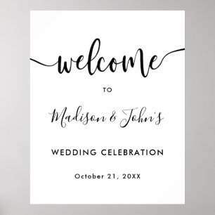 Typography Monochrome Wedding Bridal Welcome Sign