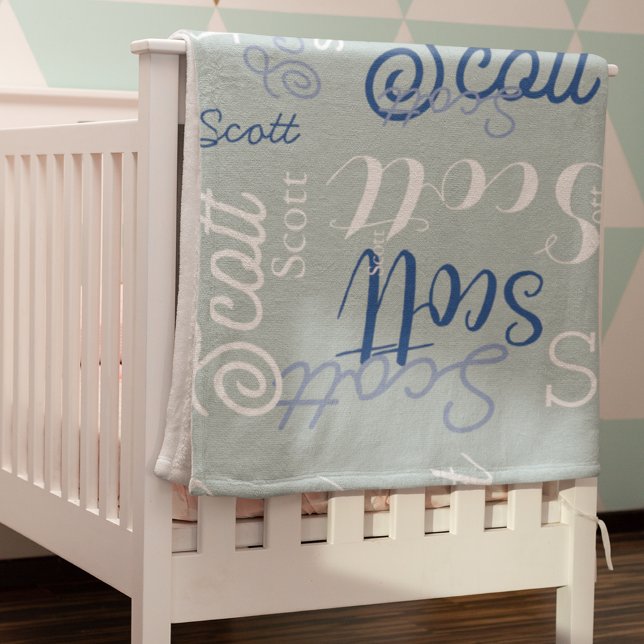 Typography Name allover light blue colour Fleece Blanket (Creator Uploaded)