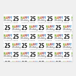 Typography Name Birthday Wrapping Paper