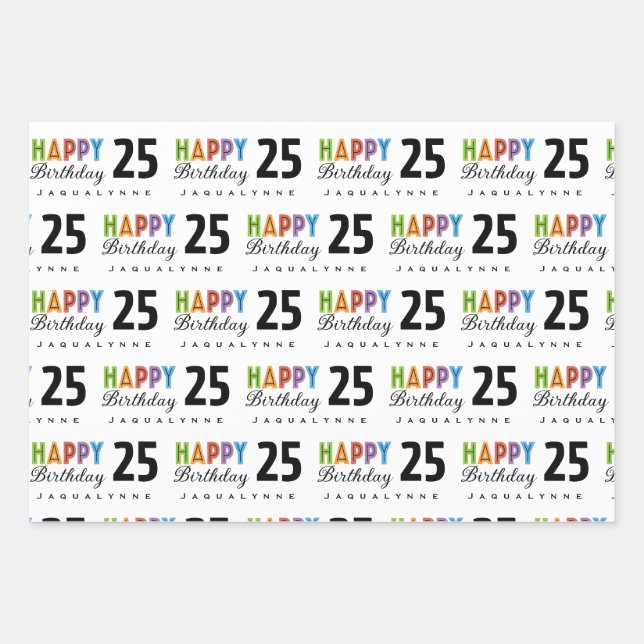 Typography Name Birthday Wrapping Paper (Front)