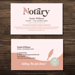 Typography Notary Public Loan Signing Agent  Business Card