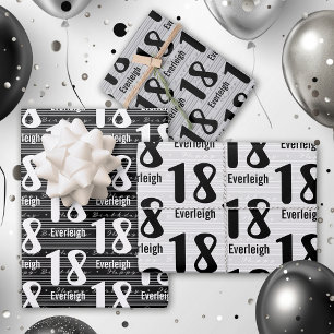 Typography Numbers 18th Birthday Wrapping Paper Sheet