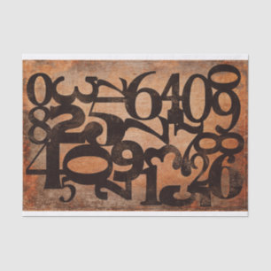 Typography Numbers decoupage collage tissue paper