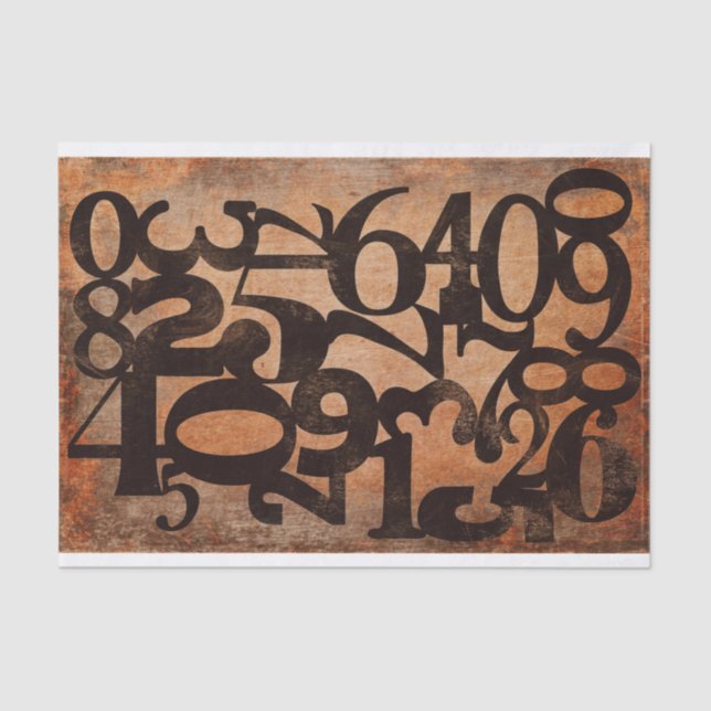 Typography Numbers decoupage collage tissue paper (Front)