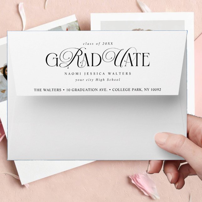 Typography Old Money Graduation  Return Address Envelope (Creator Uploaded)