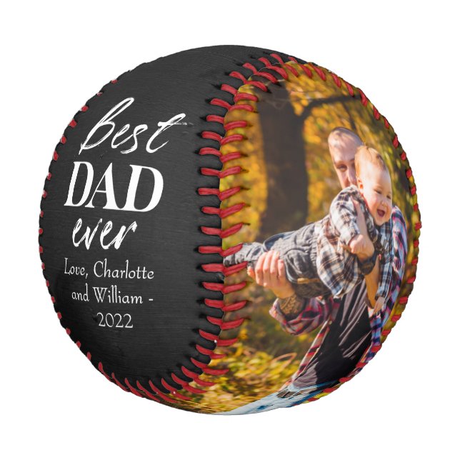 Typography on Chalk Dark Father's Day Baseball (Angled)