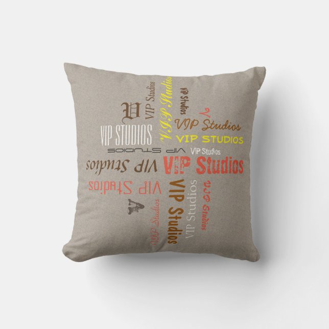Typography Personal Name Collage on any Colour Cushion (Front)