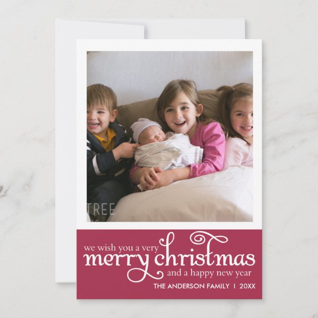 Typography Photo Christmas Card (Front)