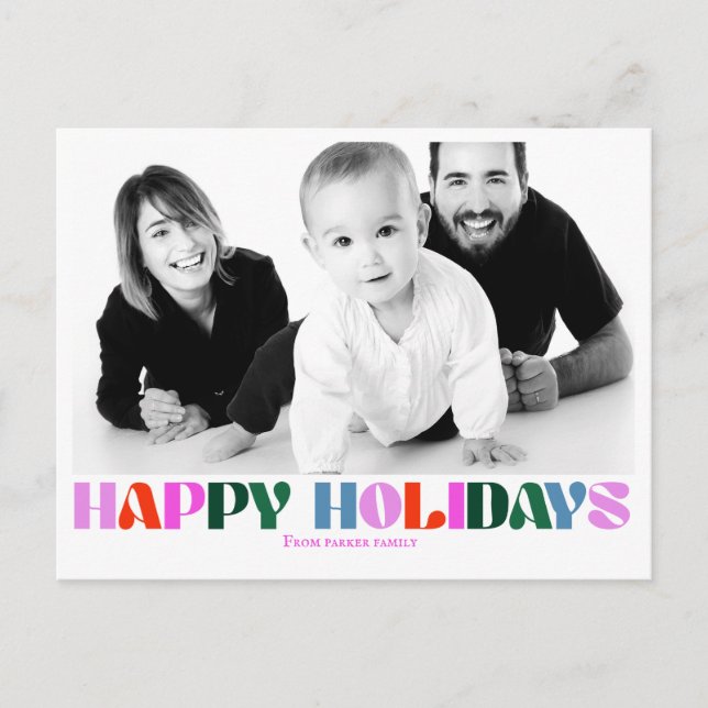 Typography photo modern colourful letters Postcard (Front)