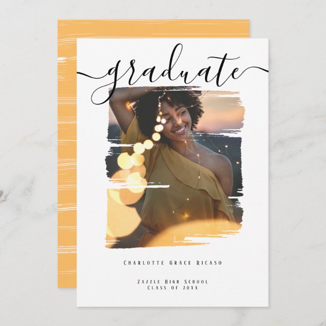 Typography Photo Personalised Graduation Invitation (Front/Back)