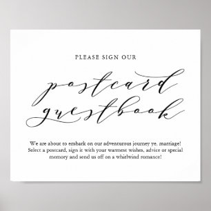 Typography postcard guest book wedding sign