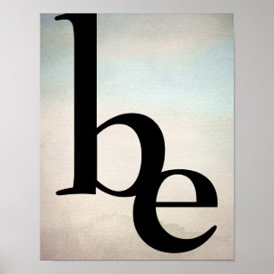 typography poster be on grey and blue watercolor