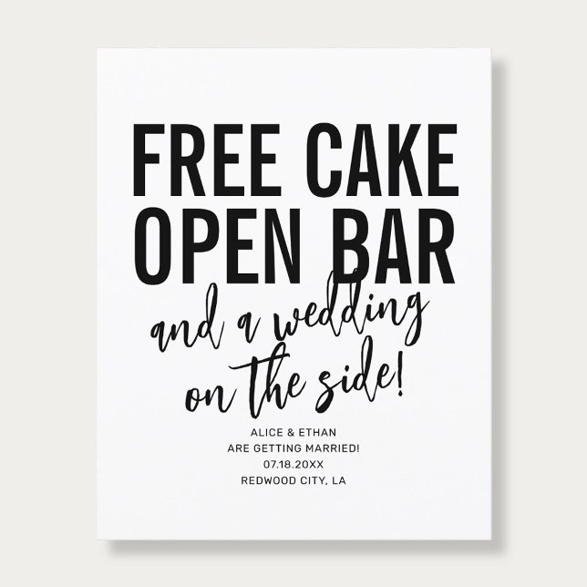 Typography QR Code Free Cake Wedding Save The Date Flyer (Creator Uploaded)