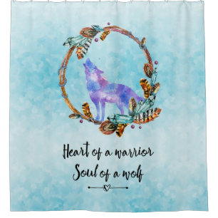 Typography Quote with a Watercolor Wolf Boho Style Shower Curtain