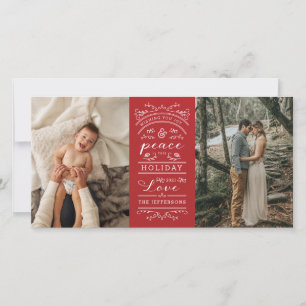 Typography Red Joy and Peace this Holiday Photo