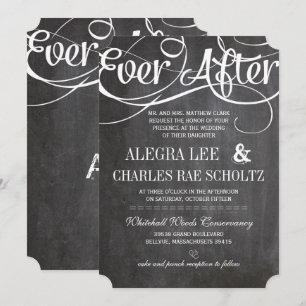 Typography Rustic Chalkboard Ever After Chalkboard Invitation