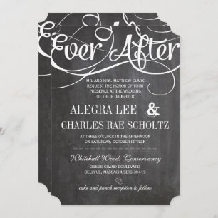 Typography Rustic Chalkboard Ever After Chalkboard Invitation