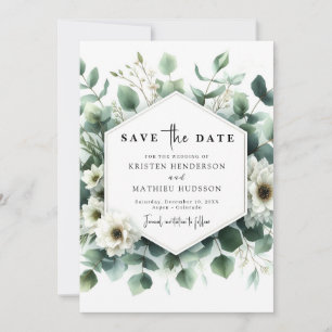 Typography Rustic Eucalyptus Digital Wedding Save The Date