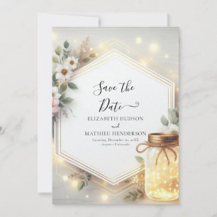 Typography Rustic Mason Jar Wedding Save The Date