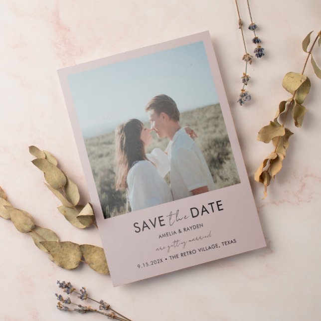 Typography Script Boho Photo Wedding Save the Date Magnetic Invitation (Creator Uploaded)