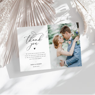typography script custom photo wedding thank you card