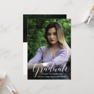 Typography Script Front/Back Photo Graduation Invi Invitation