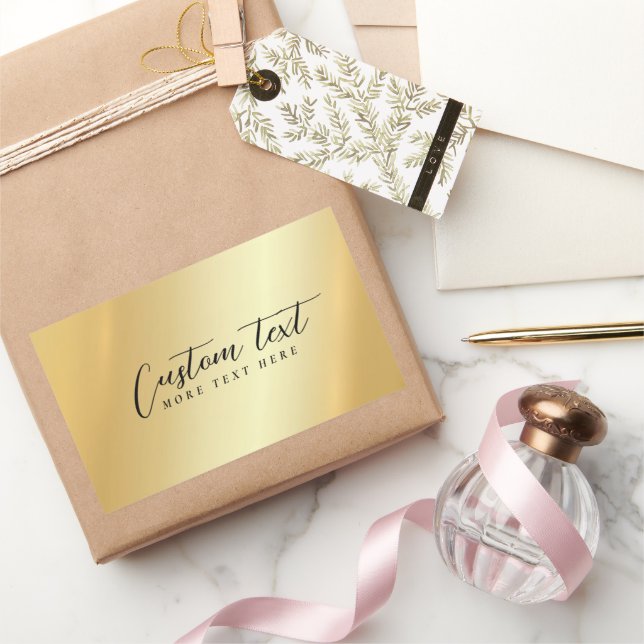 Typography Script Gold Template Your Custom Text Rectangular Sticker (Gifting)
