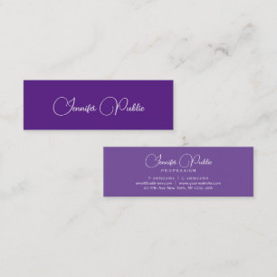 Typography Script Modern Simple Template Purple Mini Business Card