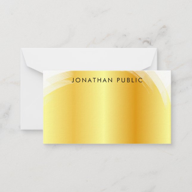 Typography Script Monogrammed Elegant Faux Gold Card (Front)