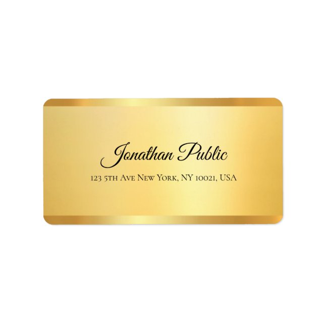 Typography Script Name Professional Elegant Gold Label (Front)
