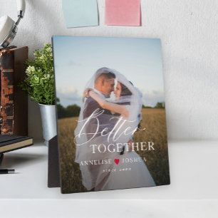 Typography script personalised couple photo  plaque