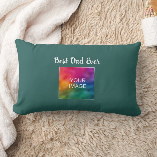 Typography Script Template Best Dad Ever Custom Lumbar Cushion (Blanket)