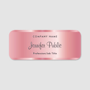 Typography Script Text Template Elegant Rose Gold Name Tag