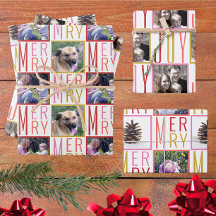 Typography Square Photos Warm Colors Wrapping Paper Sheet
