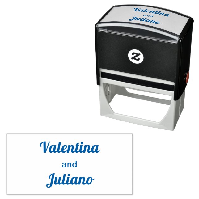 Typography Style Minimalist Blue Wedding Stamp (In Situ)