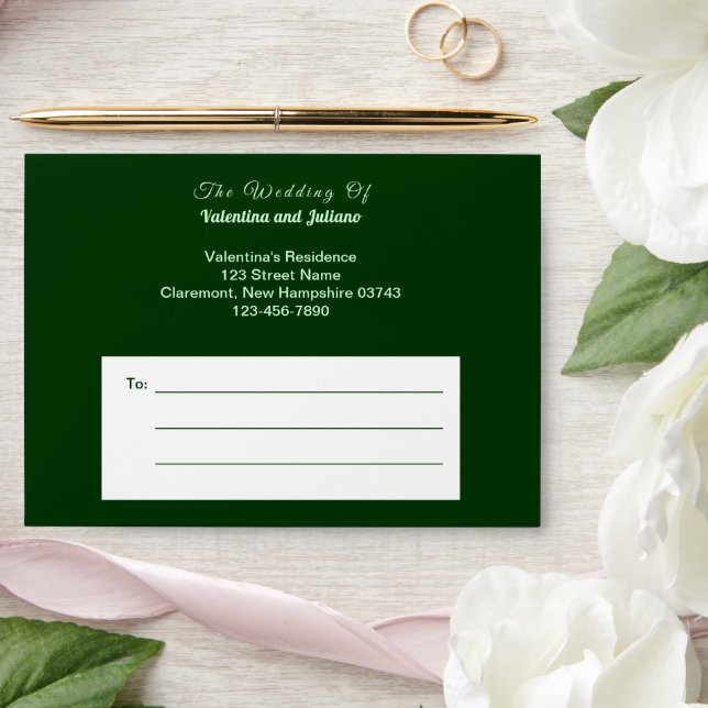 Typography Style Minimalist Dark Green Wedding Envelope (Wedding)