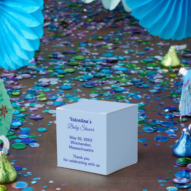 Typography Style Minimalist Light Blue Baby Shower Favour Box (Party)