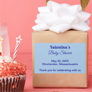 Typography Style Minimalist Light Blue Baby Shower Rectangular Sticker