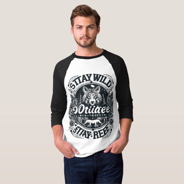 Typography T-Shirt, #Stay wild, stay free T-Shirt (Front Full)