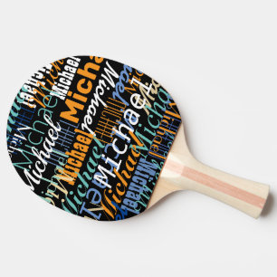 Typography Table Tennis Player Name Cool Ping Pong Paddle