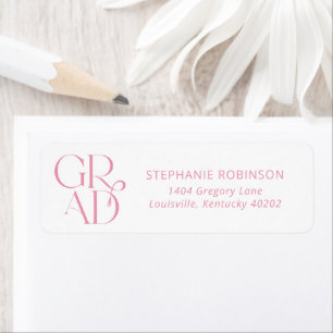 Typography Tassel Pink Graduation Return Address