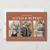 Typography Terracotta Three Photo Save the Date