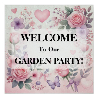 Typography text floral hearts romantic watercolor  poster