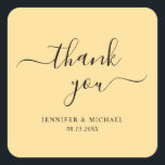 Typography Thank You Modern Elegant Simple Gold Square Sticker<br><div class="desc">Elegant Modern Simple Your Custom Text Thank You Template Typography Script Gold Classic Square Sticker.</div>