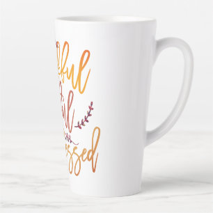 Typography Thankful Grateful Blessed Quote Latte Mug