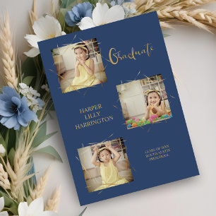 Typography Three Photos Pre-K Grad Announcement